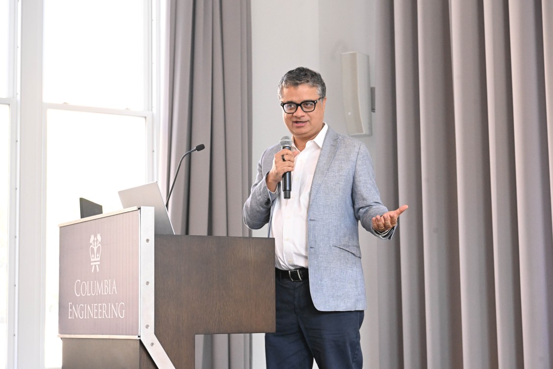 Vishal Misra, vice dean of computing and AI at Columbia Engineering, delivers opening remarks